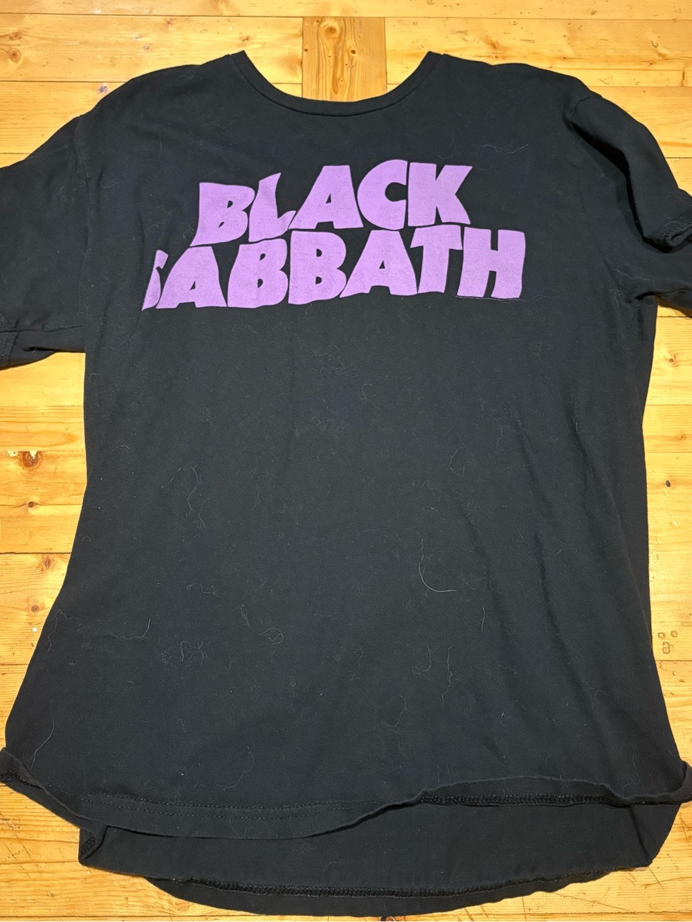 Black Sabbath Logo Short Sleeve Tee in Black with Purple Print